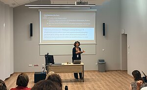 Oyku presenting